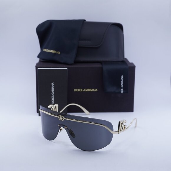 Dolce & Gabbana DG2320 02/87 Shield Sunglasses - Shiny Gold/Grey - Picture 1 of 10